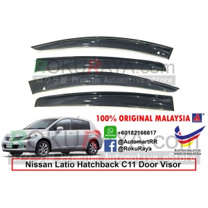 Nissan Latio C11 Hatchback AG Door Visor Air Press Wind Deflector (Big 12cm Width)